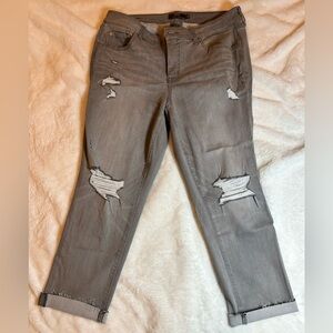 Torrid size 12 super soft grey distressed cropped jeans